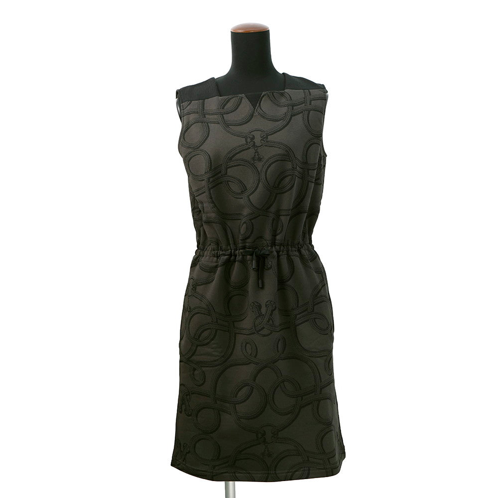 HERMES Sleeveless dress in Parfroy Remix print Size 36 Green Carbon5H4514DT Cotton 100%