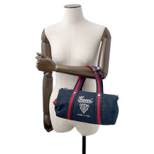 将图像加载到图库查看器中，GUCCI Printed Canvas Small Duffle Bag Dark Blue816865 Canvas
