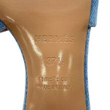 将图像加载到图库查看器中，HERMES Oasis Blue Claire Denim Leather Size 37.5
