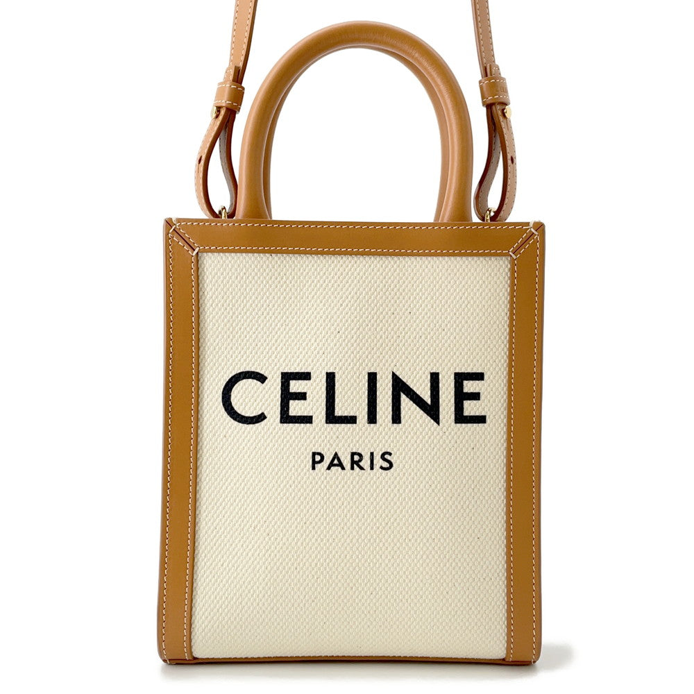 CELINE Vertical Cabas Natural/Tan193302 Canvas Leather Size Mini