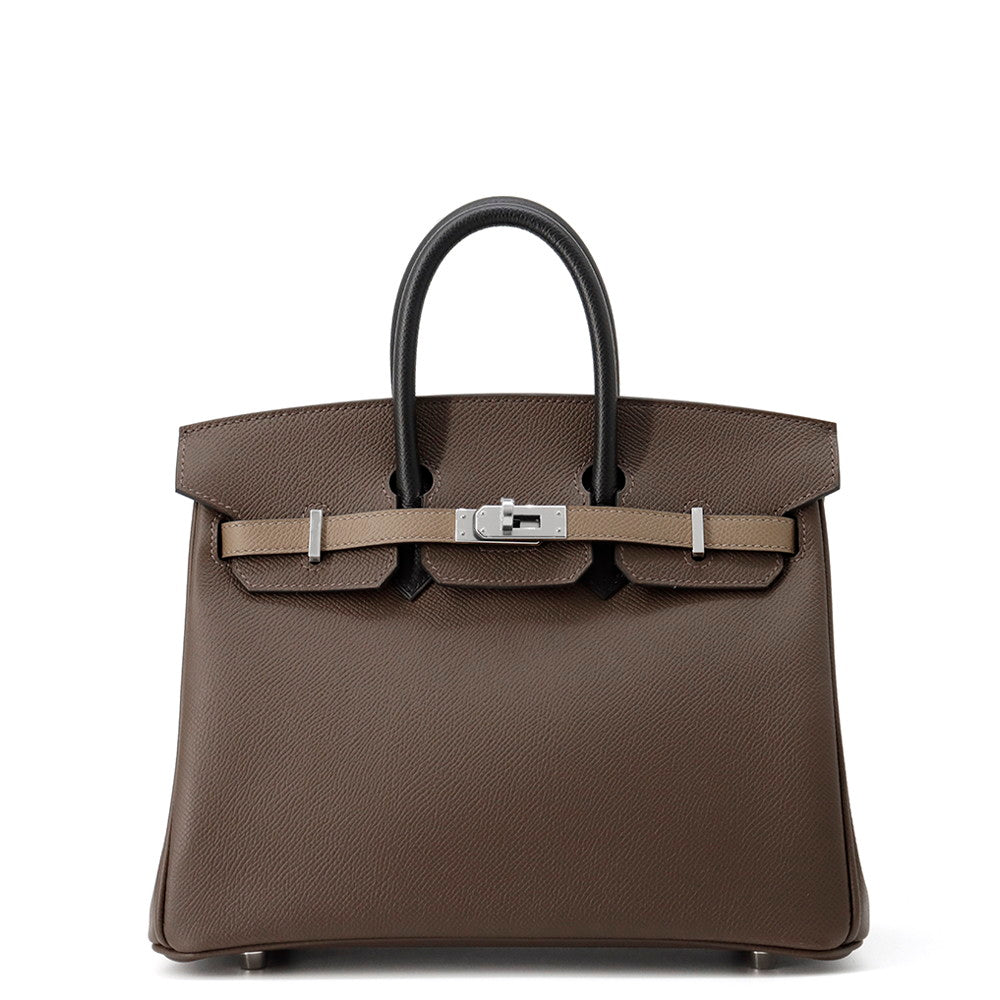 HERMES Birkin tricolor Ecorce/Etoupe/Black Epsom Size 25