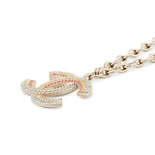 Load image into Gallery viewer, CHANEL CC Logo Rhinestone Necklace Multicolor Metal Rhinestone
