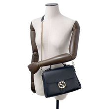 将图像加载到图库查看器中，GUCCI Interlocking G Bag Black510302 Leather
