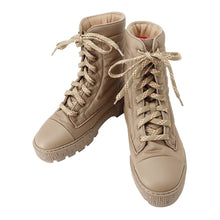 将图像加载到图库查看器中，HERMES fresh ankle boots Beige Fabric Leather Rubber Size 37
