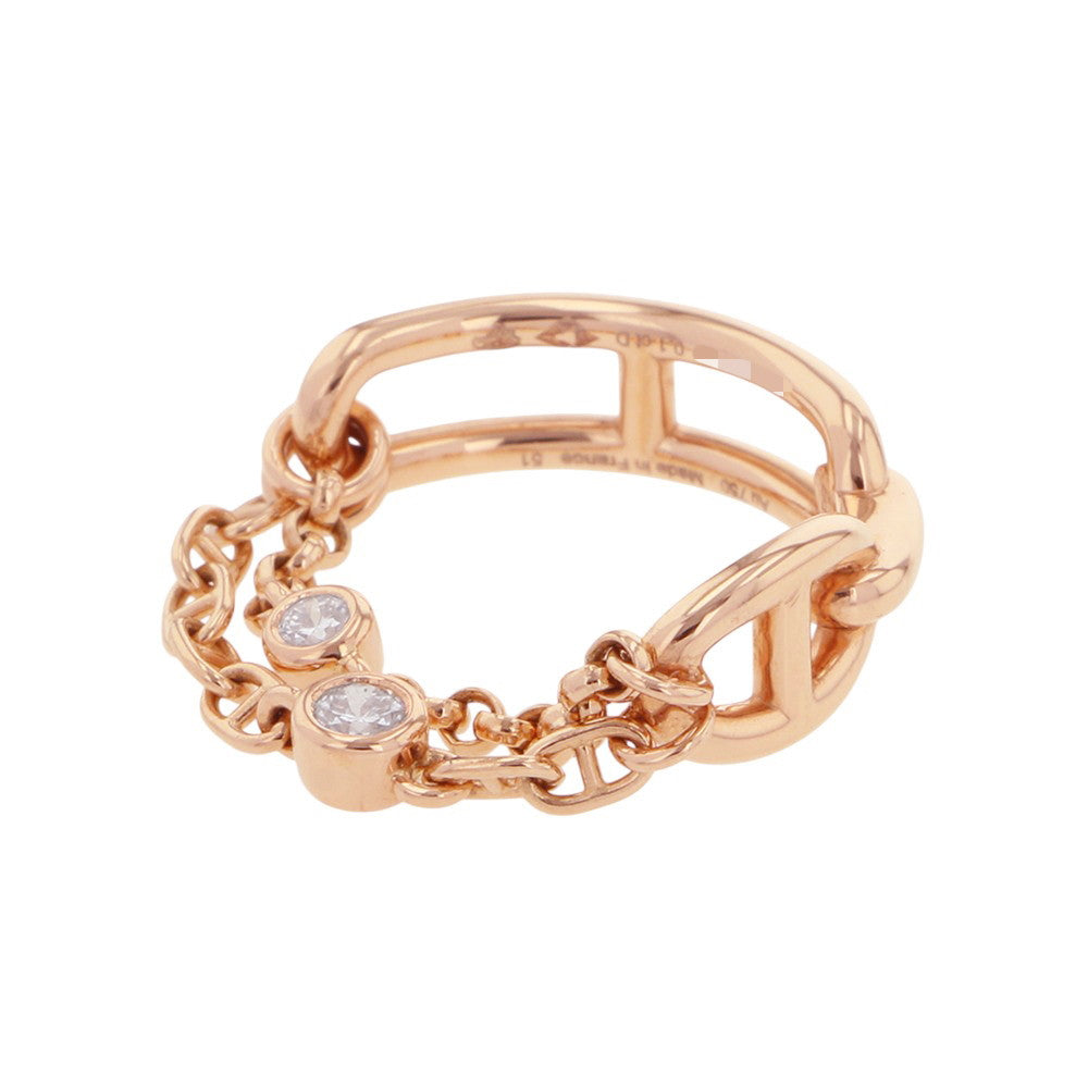 HERMES Chaine d'Ancre Chaos Ring PM Size 51/Approximately No. 9H222627B 00051 18K Pink Gold