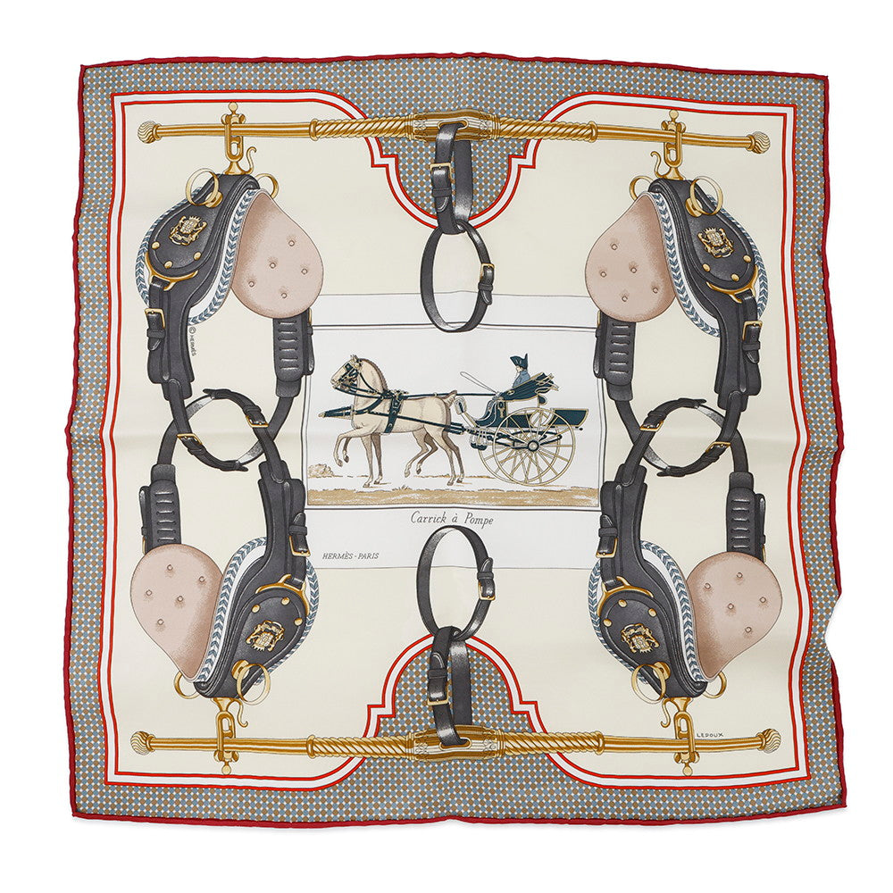 HERMES Carre Gavroche <カリック・ア・ポンプ> Size 45 Vergne/Anthracite/Red Silk100%