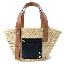 Load image into Gallery viewer, LOEWE Studio Ghibli Collaboration Dust Bunny Basket Bag Natural/Black/TanA223S93X09 Raffia Leather Size Small
