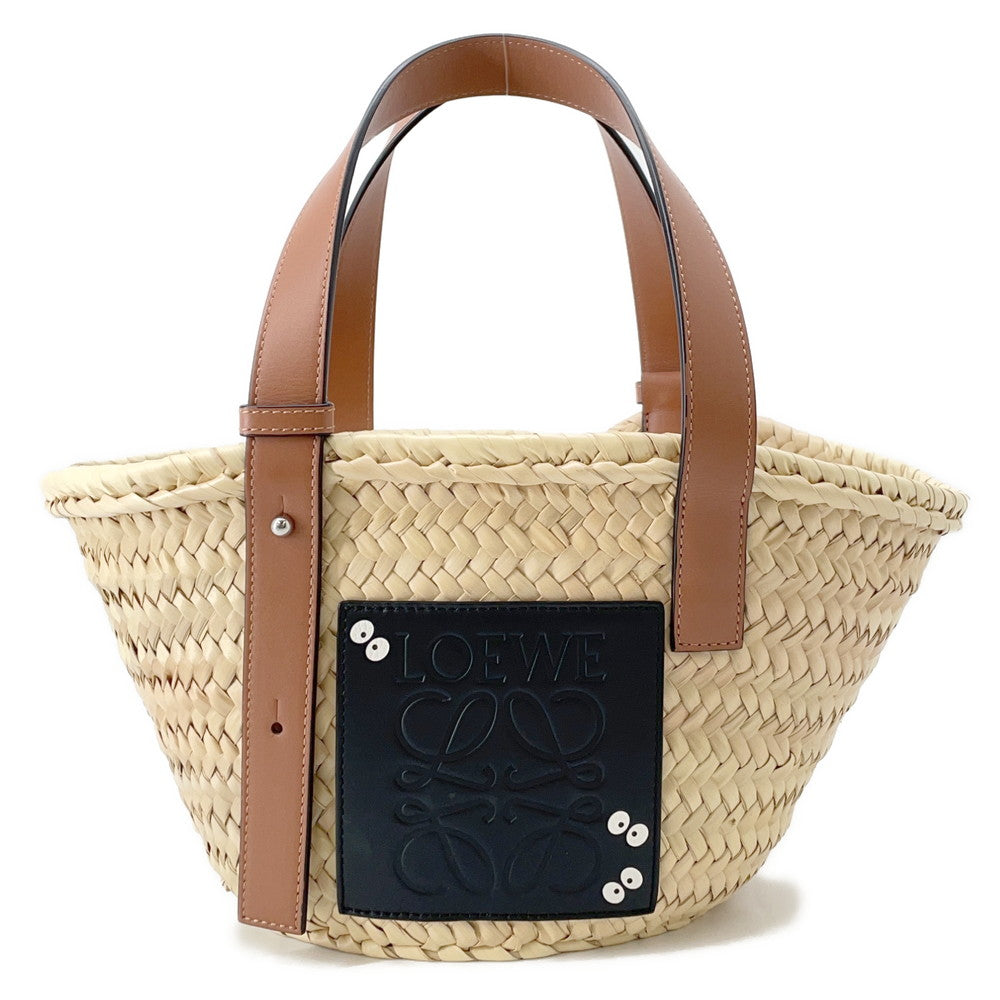 LOEWE Studio Ghibli Collaboration Dust Bunny Basket Bag Natural/Black/TanA223S93X09 Raffia Leather Size Small