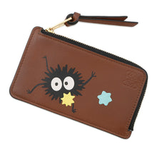 将图像加载到图库查看器中，LOEWE Studio Ghibli Collaboration Susuwatari Coin Card Holder Brown/Sky BlueC643Z40X16 Leather
