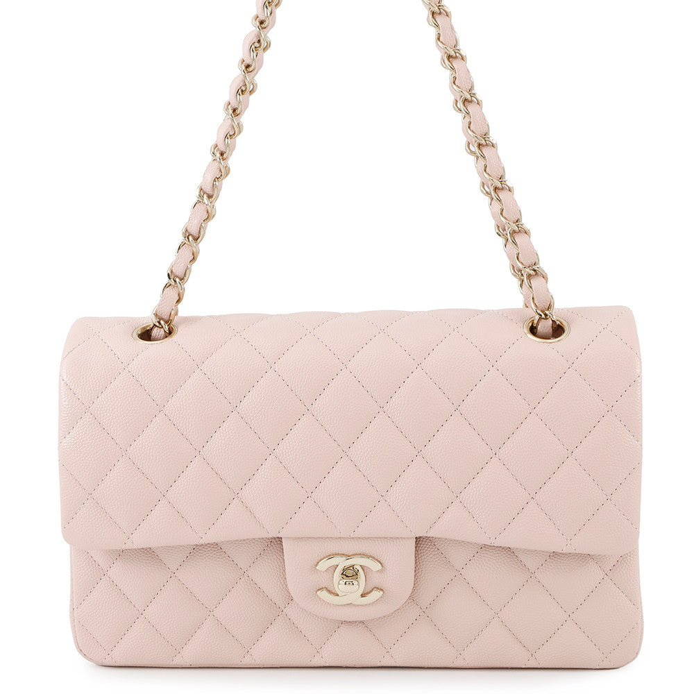 CHANEL Matelasse W Flap ChainShoulder Bag PinkA01112 Caviar Leather Size 25