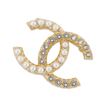 Load image into Gallery viewer, CHANEL CC Logo Pearl Brooch GoldABB082 Gold Plated Rhinestone
