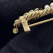 Load image into Gallery viewer, CHANEL CC Logo Pearl Brooch GoldABB082 Gold Plated Rhinestone
