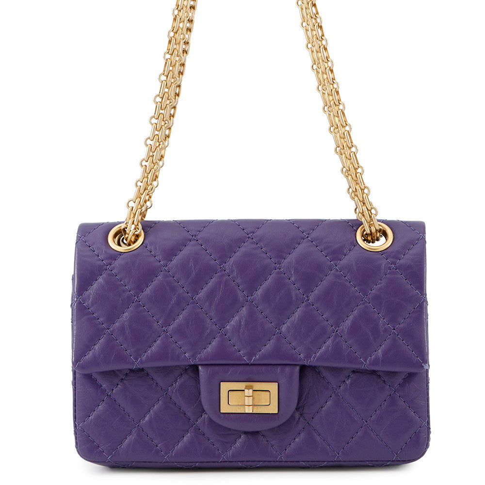 CHANEL 2.55 ChainShoulder Bag PurpleAS0874 Aged Calf Leather Size 20