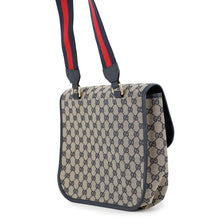 将图像加载到图库查看器中，GUCCI ★GG Canvas Children&#39;s Messenger Bag Navy/Beige793823 Canvas Leather
