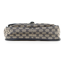 将图像加载到图库查看器中，GUCCI GG Canvas Children&#39;s Messenger Bag Navy/Beige793823 Canvas Leather
