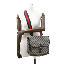 将图像加载到图库查看器中，GUCCI GG Canvas Children&#39;s Messenger Bag Navy/Beige793823 Canvas Leather

