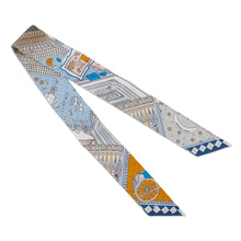 将图像加载到图库查看器中，HERMES Twilly Objet de Curiosite Blue/Beige/Rose Poudre Silk100%

