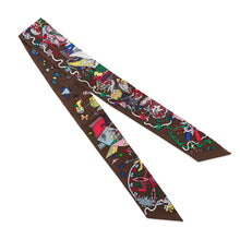 将图像加载到图库查看器中，HERMES Twilly La For Parade Marron/Menthe/Jaune Vif Silk100%
