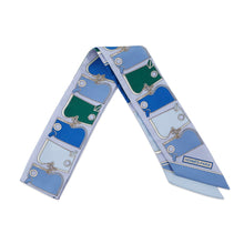Load image into Gallery viewer, HERMES Twilly Camail Lavender/Vert/Blue Jean Silk100%
