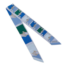 Load image into Gallery viewer, HERMES Twilly Camail Lavender/Vert/Blue Jean Silk100%
