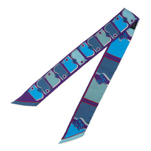 Load image into Gallery viewer, HERMES Twilly Camail Violet/Azur/Celadon Silk100%
