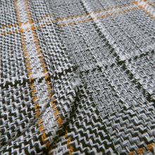 将图像加载到图库查看器中，LOUIS VUITTON ★Leather trim check jacket Size 34 Gray/Black/OrangeRW232W Wool 43% Rayon 23% Cotton23% Linen 8% Nylon 3%
