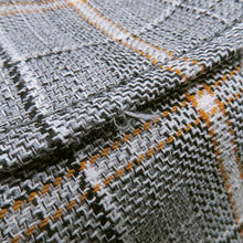 将图像加载到图库查看器中，LOUIS VUITTON Leather Trim Check Jacket Size 34 Gray/Black/OrangeRW232W Wool 43% Rayon 23% Cotton23% Linen 8% Nylon 3%
