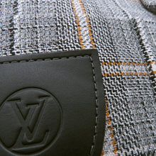 将图像加载到图库查看器中，LOUIS VUITTON Leather Trim Check Jacket Size 34 Gray/Black/OrangeRW232W Wool 43% Rayon 23% Cotton23% Linen 8% Nylon 3%
