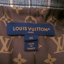 将图像加载到图库查看器中，LOUIS VUITTON Leather Trim Check Jacket Size 34 Gray/Black/OrangeRW232W Wool 43% Rayon 23% Cotton23% Linen 8% Nylon 3%
