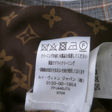 将图像加载到图库查看器中，LOUIS VUITTON Leather Trim Check Jacket Size 34 Gray/Black/OrangeRW232W Wool 43% Rayon 23% Cotton23% Linen 8% Nylon 3%
