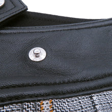 将图像加载到图库查看器中，LOUIS VUITTON Leather Trim Check Skirt Size 36 Gray/Black/OrangeRW232W Wool 43% Rayon 23% Cotton23% Linen 8% Nylon 3% Lamb Leather
