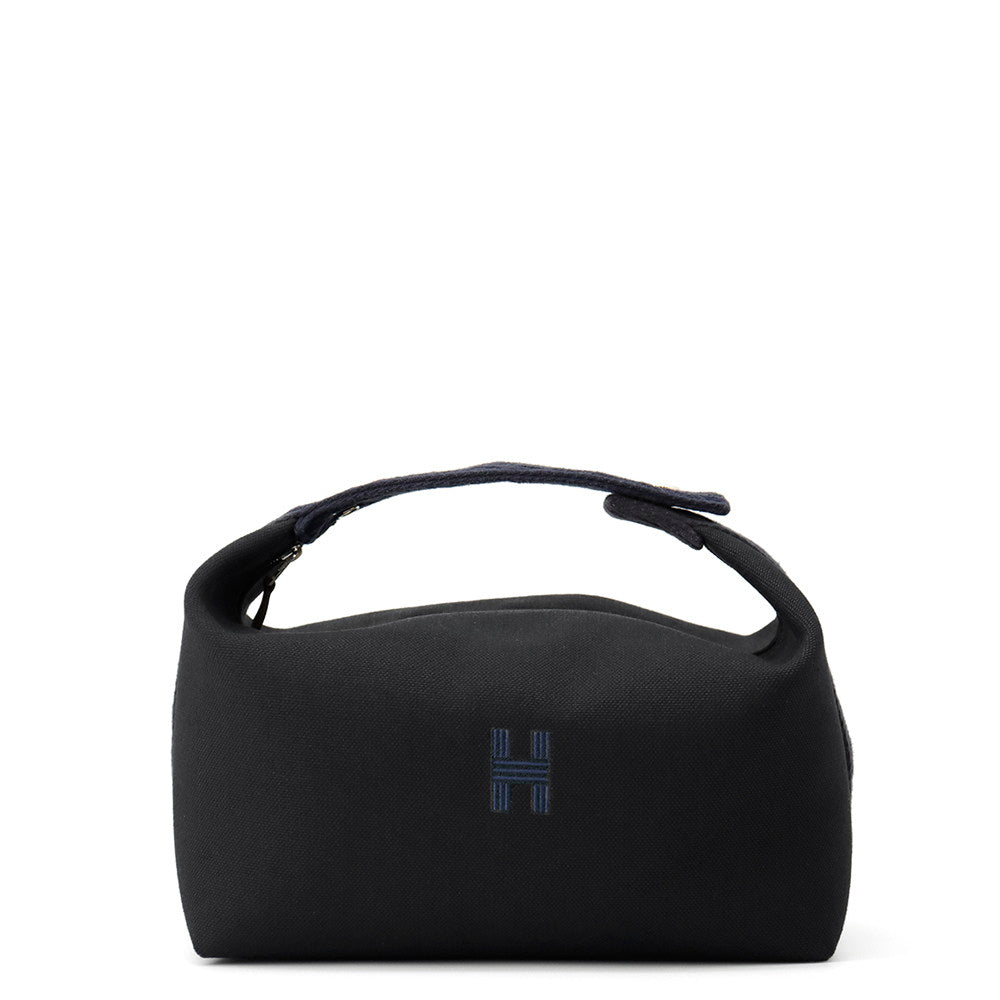 HERMES Brid A Black Zig Zag Black/Navy Canvas Size GM