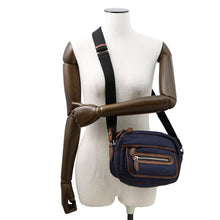 将图像加载到图库查看器中，Berluti Calligraphy Scritto Messenger Bag Navy/Brown Nylon Leather
