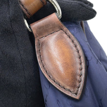 将图像加载到图库查看器中，Berluti Calligraphy Scritto Messenger Bag Navy/Brown Nylon Leather
