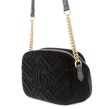 将图像加载到图库查看器中，GUCCI GG Marmont Bambi Chainshoulder Bag Black/Multicolor447632 Velour Leather
