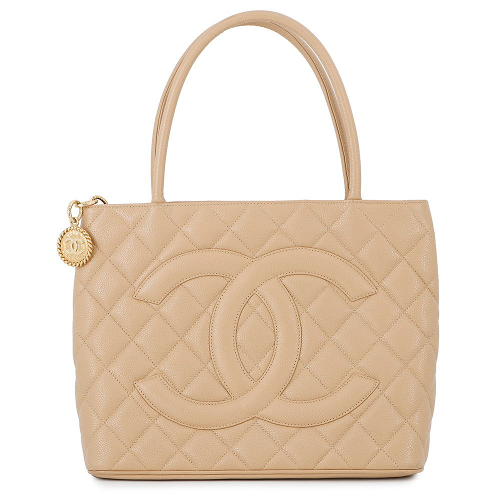 CHANEL Medallion Tote BeigeA01804 Caviar Leather