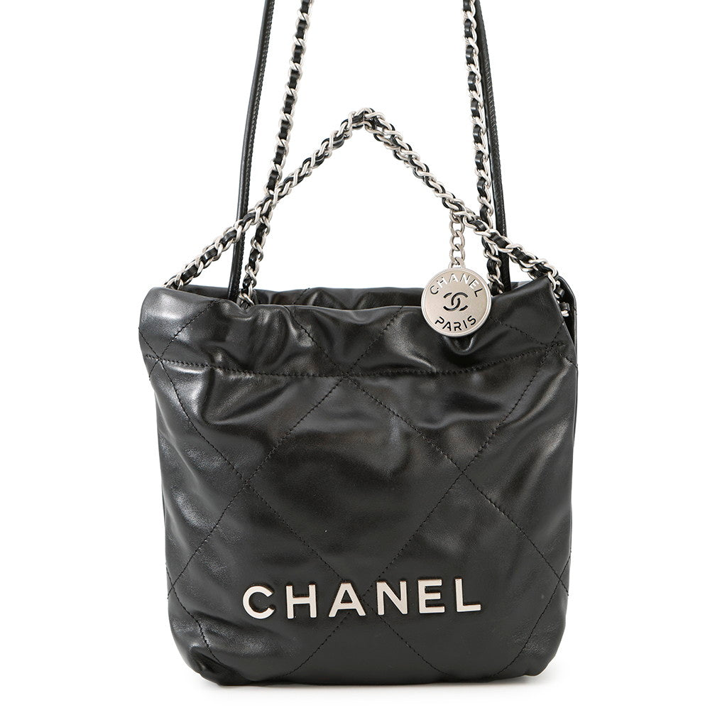 CHANEL CHANEL22 ChainShoulder Bag BlackAS3980 Shiny Calf Leather Size Mini