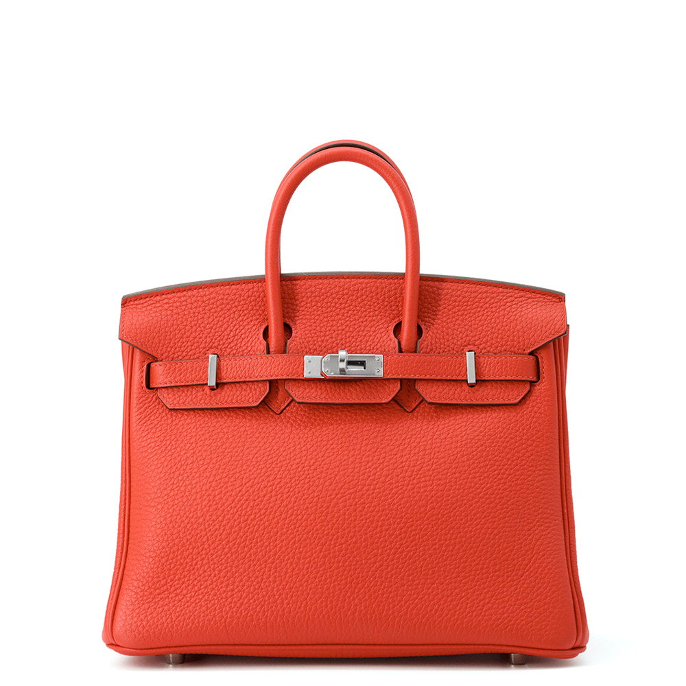 HERMES Birkin Rouge Tomate Togo Leather Size 25