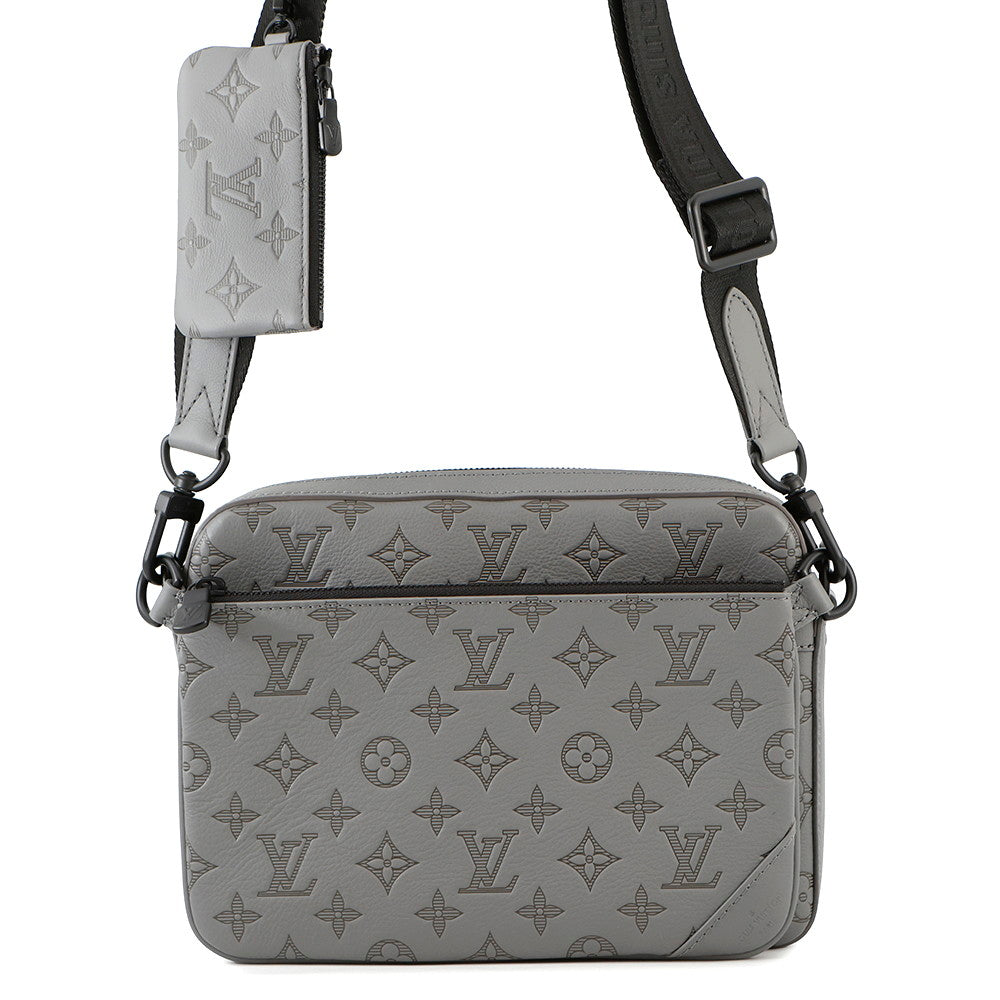LOUIS VUITTON Trio Messenger Gray/NoirM46603 Monogram Shadow Calf Leather