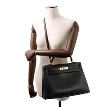 Load image into Gallery viewer, HERMES Kelly Sellier Black Box Calf Leather Size 32

