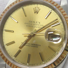 将图像加载到图库查看器中，ROLEX Datejust W36mm Stainless Steel K18YG Champagne Dial16233
