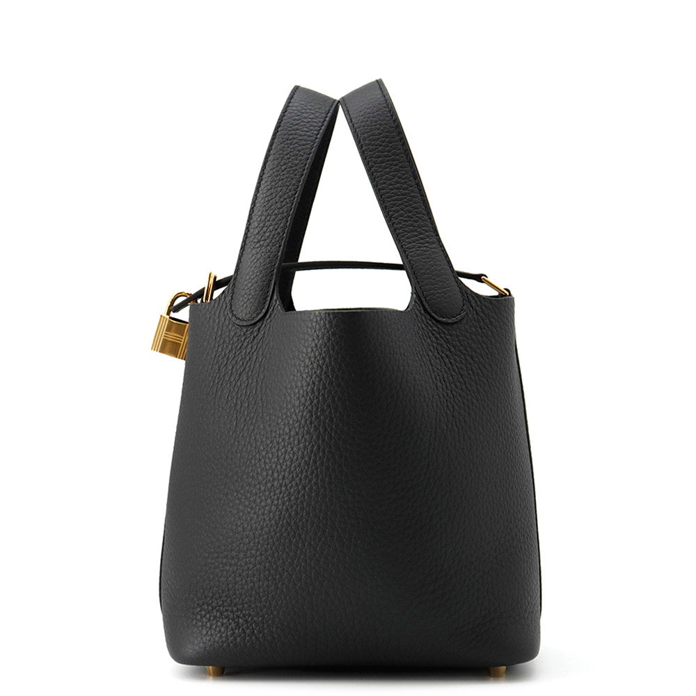 HERMES Picotin Lock Black Taurillon Clemence Size PM