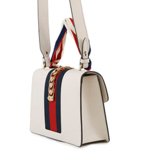 将图像加载到图库查看器中，GUCCI Sylvie Shoulder Bag White421882 Leather Canvas
