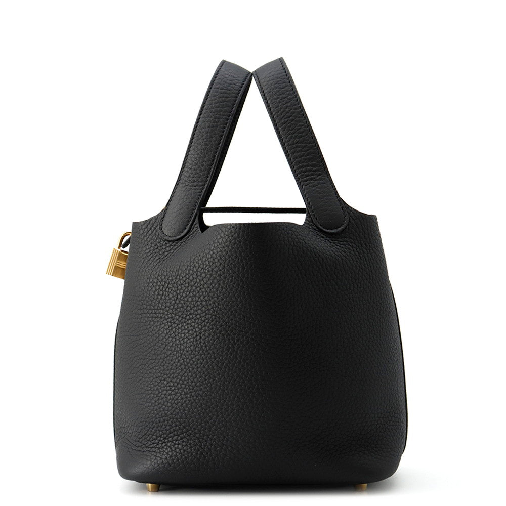 HERMES Picotin Lock Black Taurillon Clemence Size PM