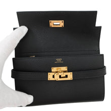 将图像加载到图库查看器中，HERMES Kelly wallet Black Epsom
