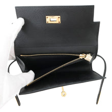 将图像加载到图库查看器中，HERMES Kelly wallet Black Epsom
