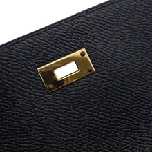 将图像加载到图库查看器中，HERMES Kelly wallet Black Epsom
