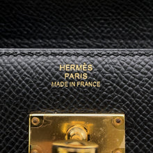 将图像加载到图库查看器中，HERMES Kelly wallet Black Epsom
