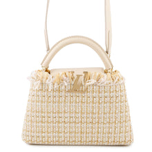 将图像加载到图库查看器中，LOUIS VUITTON Capucines BeigeM22181 Tweed Raffia Cotton Ribbon Lurex Yarn Size BB

