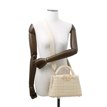 将图像加载到图库查看器中，LOUIS VUITTON Capucines BeigeM22181 Tweed Raffia Cotton Ribbon Lurex Yarn Size BB
